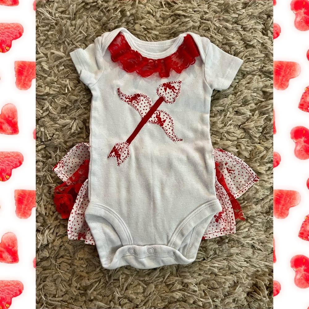 Cupid’s Arrow Appliquéd Valentines Day Onesies!